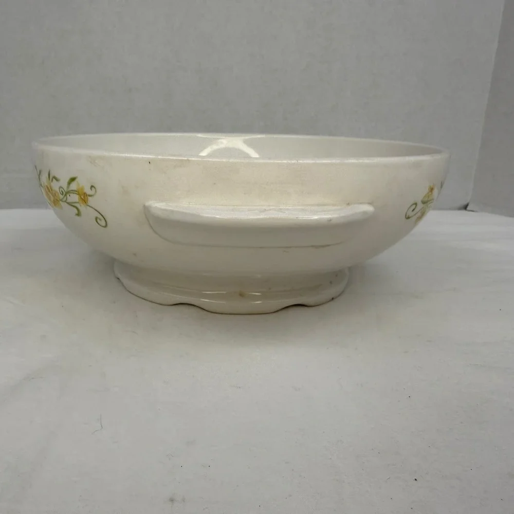 Nikko‎ Ironstone Vintage Yellow Daffodil Floral Serving Bowl with Handles Japan